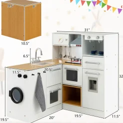 GoPlus (Costway) Kids 2-Piece Wooden Pretend Play Kitchen with Sound
