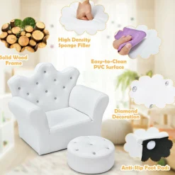 Kids GoPlus (Costway) Kids Princess Sofa with Ottoman