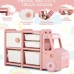 GoPlus (Costway) Kids Truck Storage Organizer with Plastic Bins