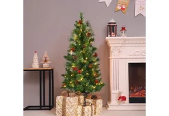 GoPlus (Costway) LED Christmas Tree with Red Berries Pine Cones