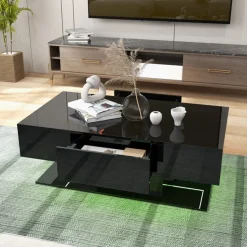 GoPlus (Costway) LED Coffee Table with Storage Drawers