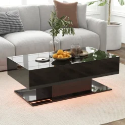 GoPlus (Costway) LED Coffee Table with Storage Drawers