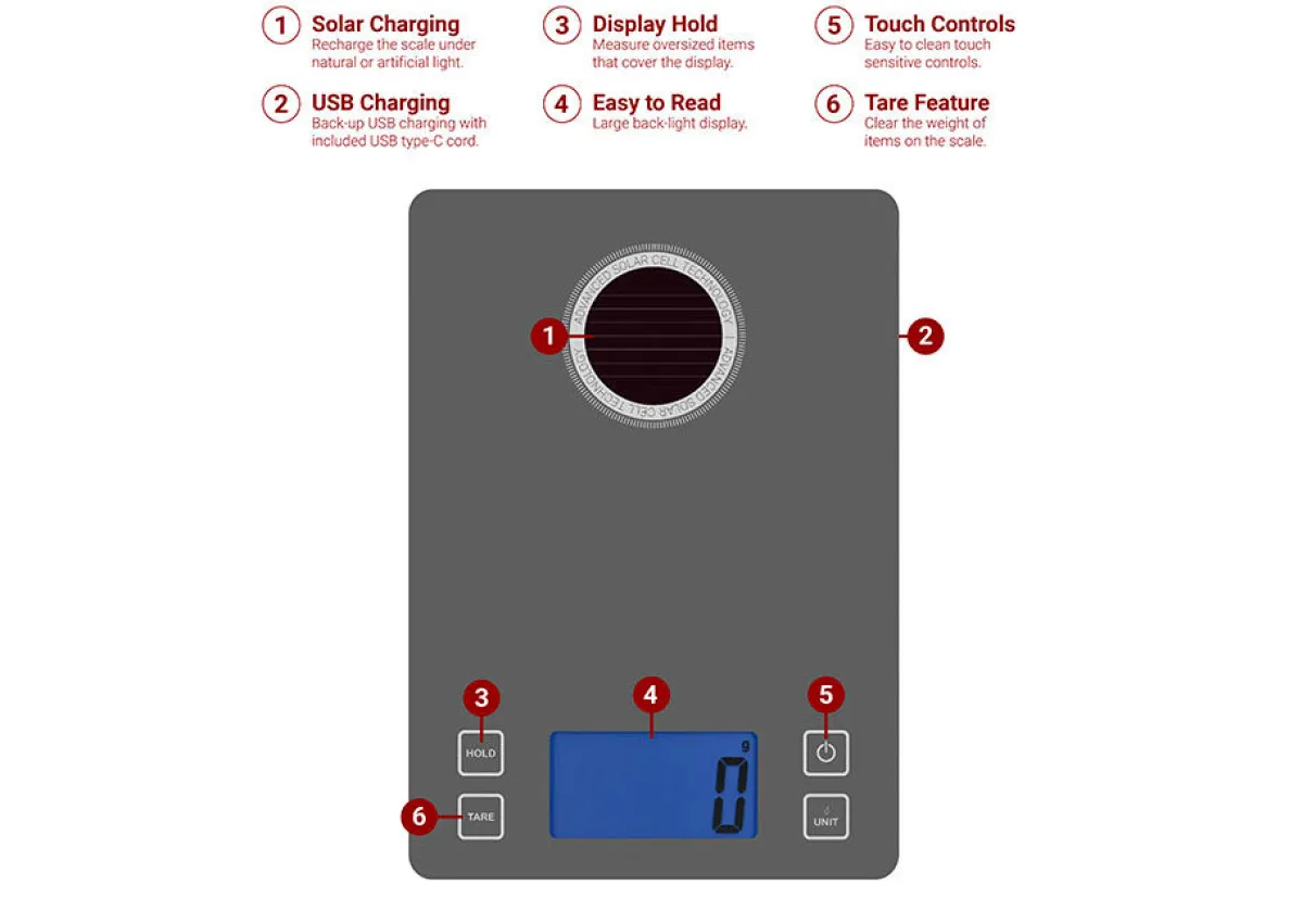 Greater Goods LLC Light Powered Kitchen Scale