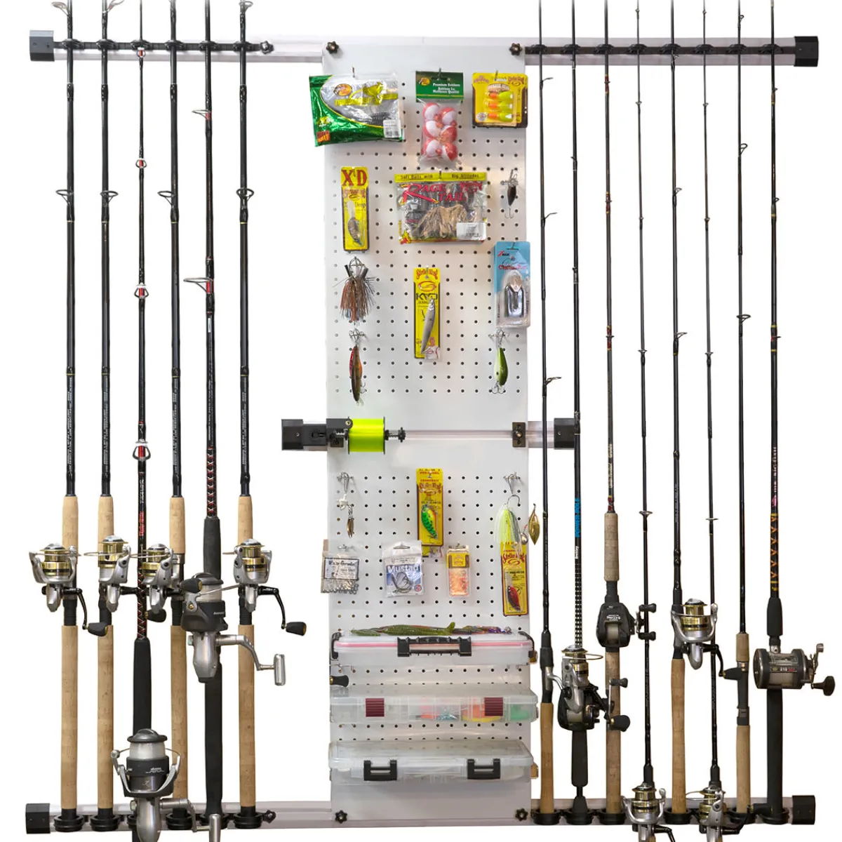 ReelSonar Inc Modular 14 Fishing Rod Rack and Tackle Organizer