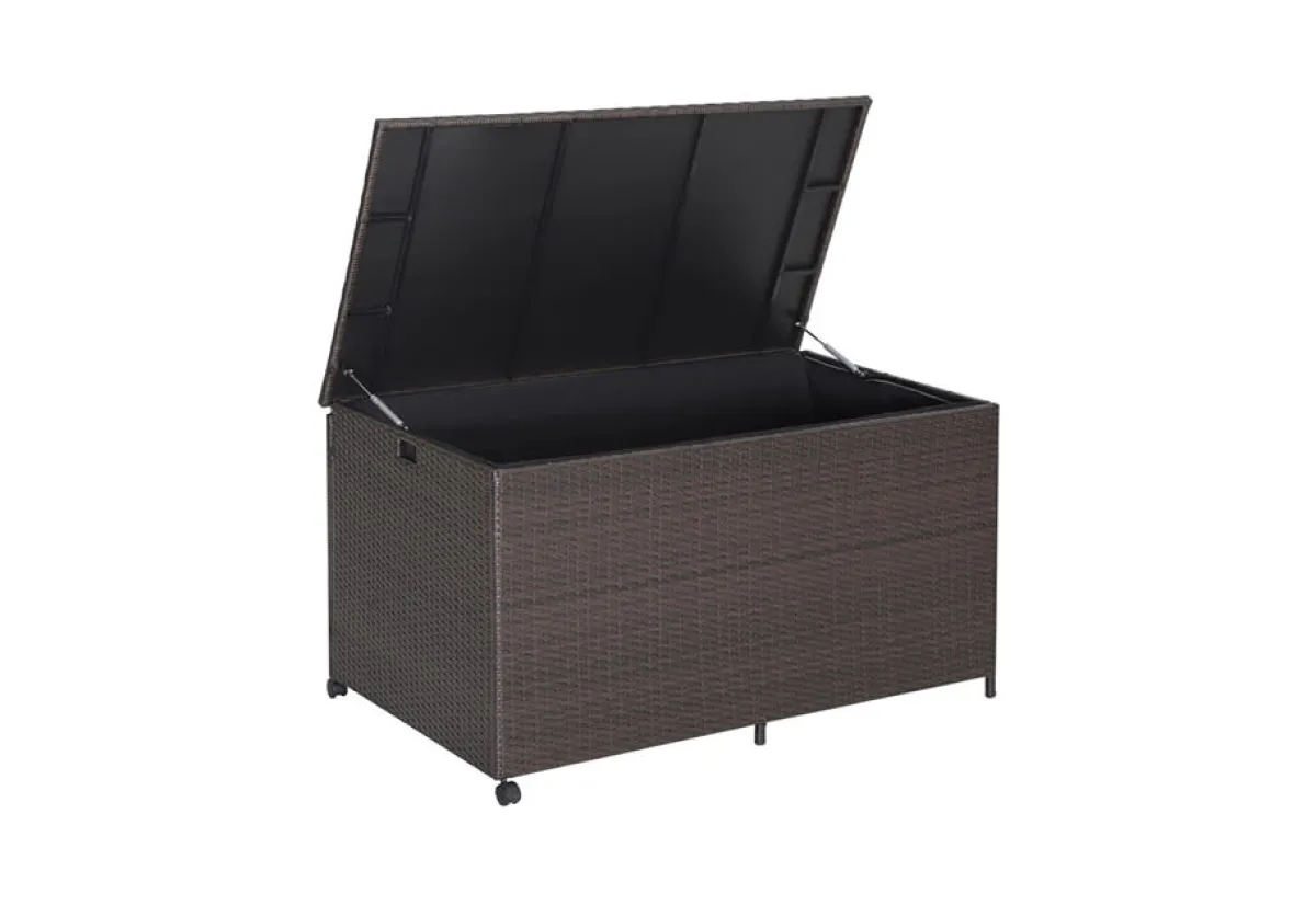 GoPlus (Costway) Outdoor Wicker Storage Box with Zippered Liner