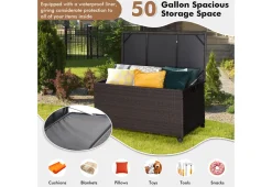 GoPlus (Costway) Outdoor Wicker Storage Box with Zippered Liner