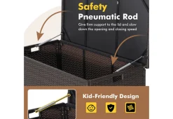 GoPlus (Costway) Outdoor Wicker Storage Box with Zippered Liner
