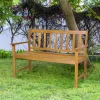 GoPlus (Costway) 2-Person Outdoor Acacia Wood Bench with Backrest