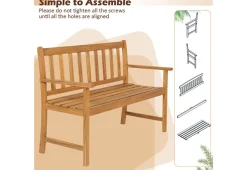 GoPlus (Costway) 2-Person Outdoor Acacia Wood Bench with Backrest