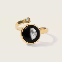 Moonglow LLC Personalized Choose Your Moon Phase Cosmic Spiral Ring