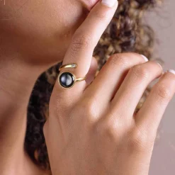 Moonglow LLC Personalized Choose Your Moon Phase Cosmic Spiral Ring