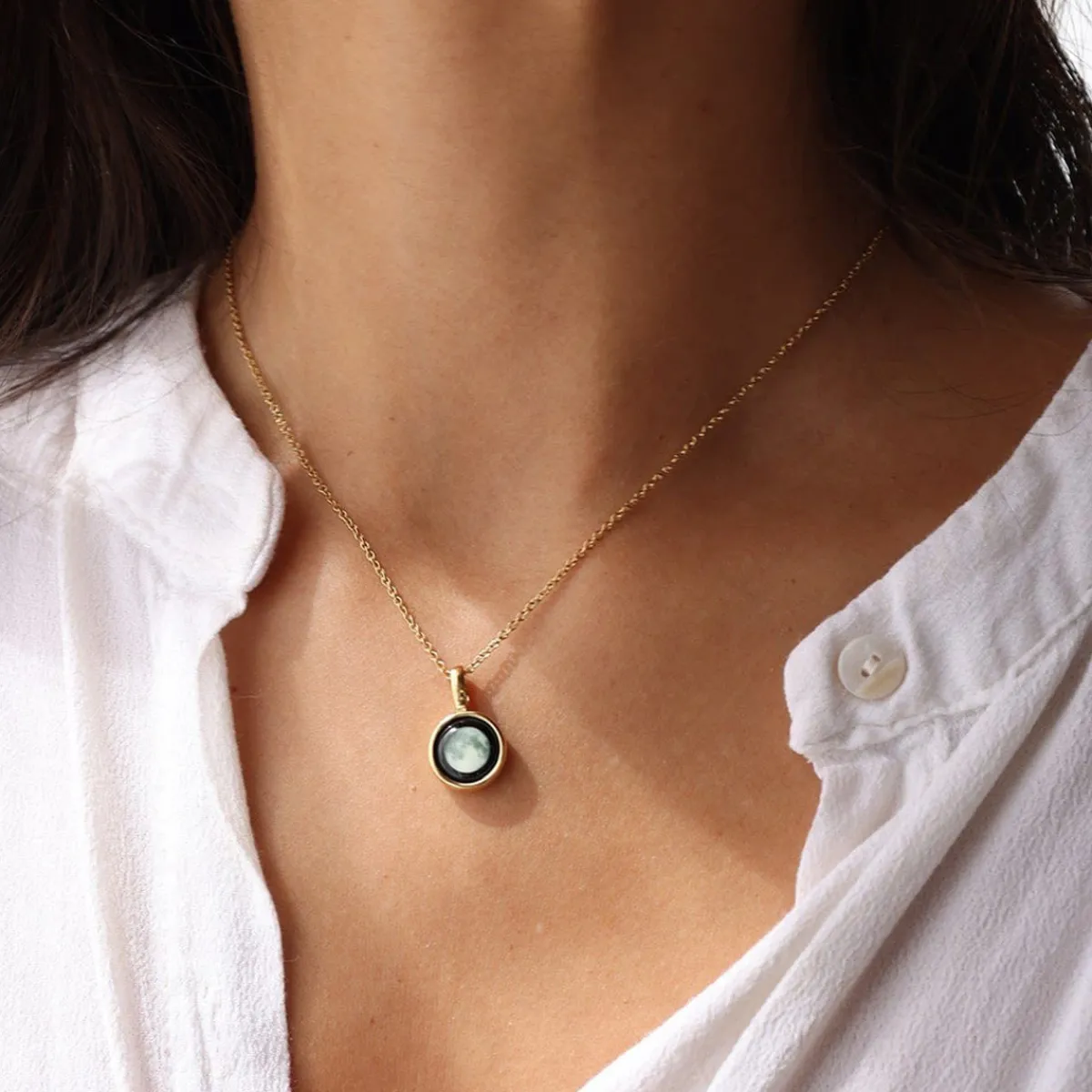 Moonglow LLC Personalized Choose Your Moon Phase Sky Light Necklace