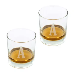 Astec Designs LLC Personalized Whiskey Glasses and Bar Mat Gift Set