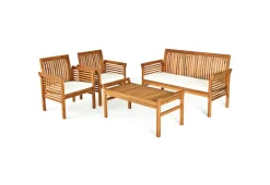 GoPlus (Costway) 4-Piece Outdoor Acacia Wood Sofa Furniture Set