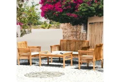 GoPlus (Costway) 4-Piece Outdoor Acacia Wood Sofa Furniture Set