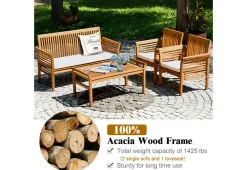 GoPlus (Costway) 4-Piece Outdoor Acacia Wood Sofa Furniture Set