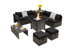 GoPlus (Costway) 9-Piece Outdoor Furniture Set with Fire Table