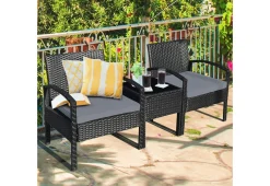 Sharper Image 3-Piece Outdoor Rattan Patio Conversation Set