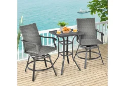 GoPlus (Costway) 3-Piece Swivel Bar Set with 4D Air Fiber Cushions