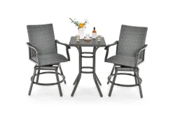 GoPlus (Costway) 3-Piece Swivel Bar Set with 4D Air Fiber Cushions