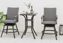 GoPlus (Costway) 3-Piece Swivel Bar Set with 4D Air Fiber Cushions