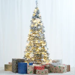Sharper Image Pop-Up 6 Ft. White Flocked Christmas Tree