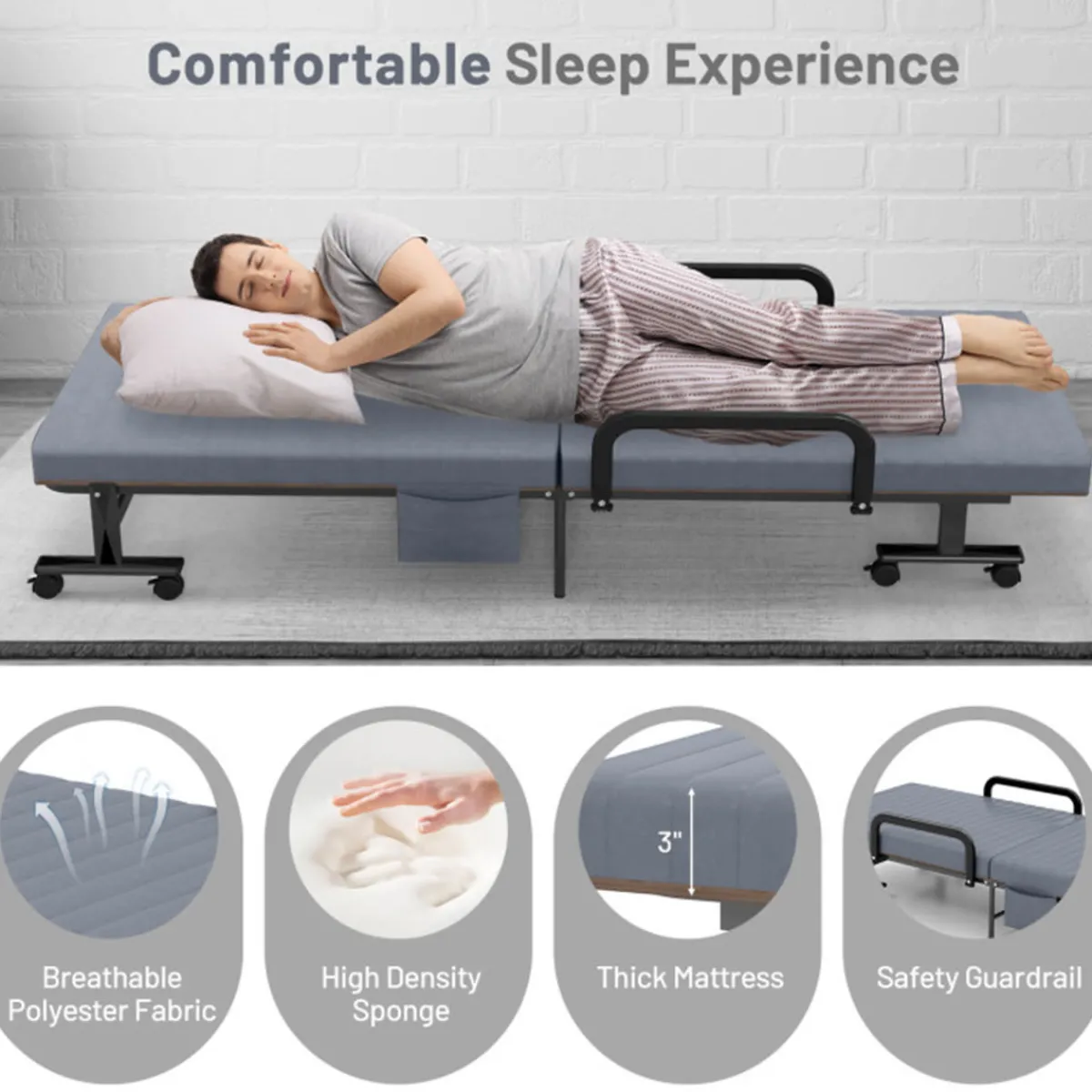 GoPlus (Costway) Portable Adjustable Guest Single Bed Twin Mattress