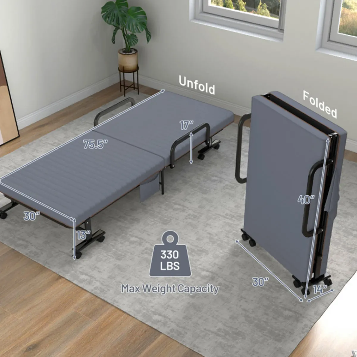 GoPlus (Costway) Portable Adjustable Guest Single Bed Twin Mattress