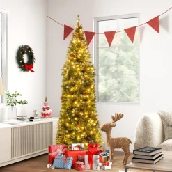 Village Lighting Company Pre-Lit Artificial Hinged Pencil Christmas Tree