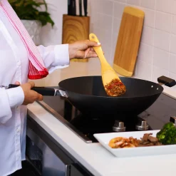Livwell Brands LLC Professional 14-inch Carbon Steel Flat Bottom Wok