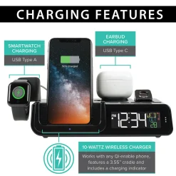 LaCrosse Technology, Ltd. Projection Alarm Clock with Wireless Charging Station