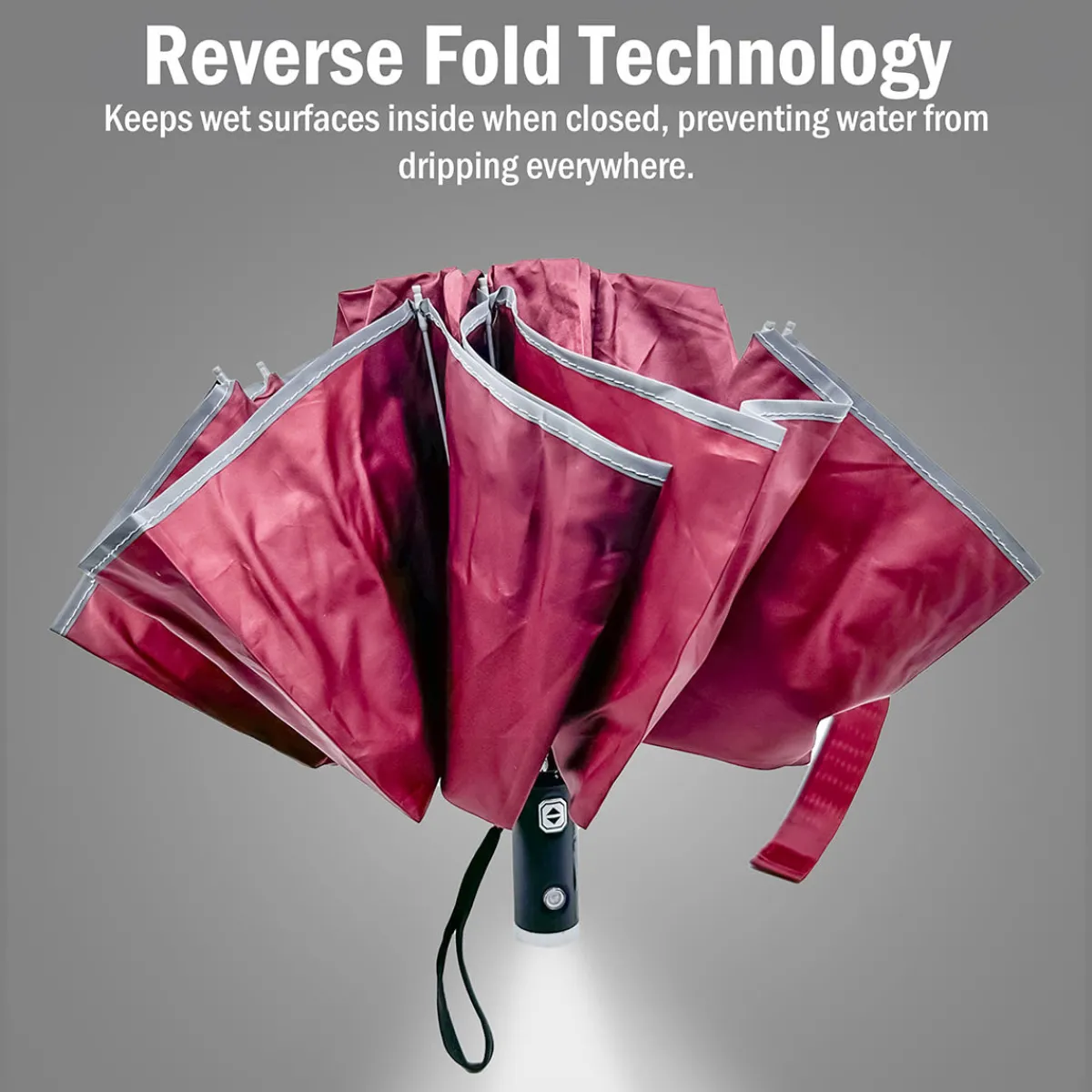 Flipo Group, Inc. Reverse Folding Compact Umbrella with Flashlight