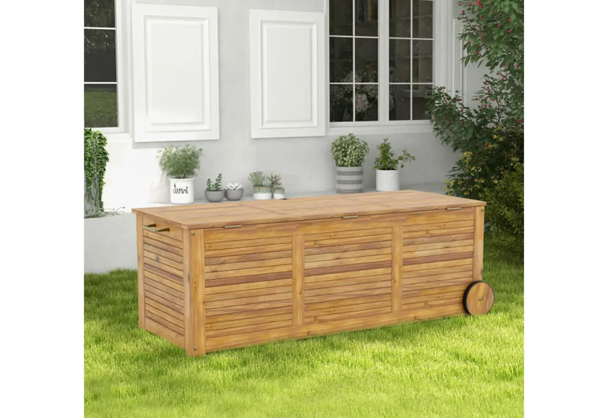 GoPlus (Costway) Rolling Patio Wooden Deck Box