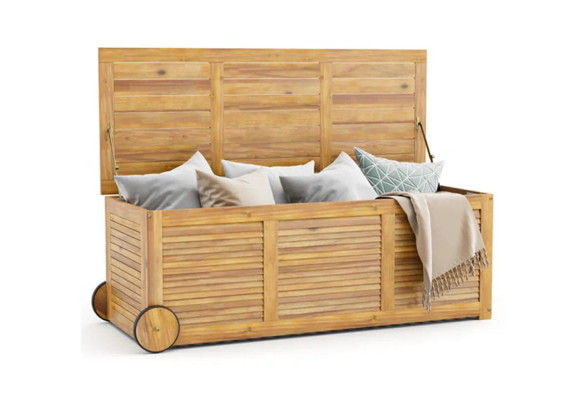 GoPlus (Costway) Rolling Patio Wooden Deck Box