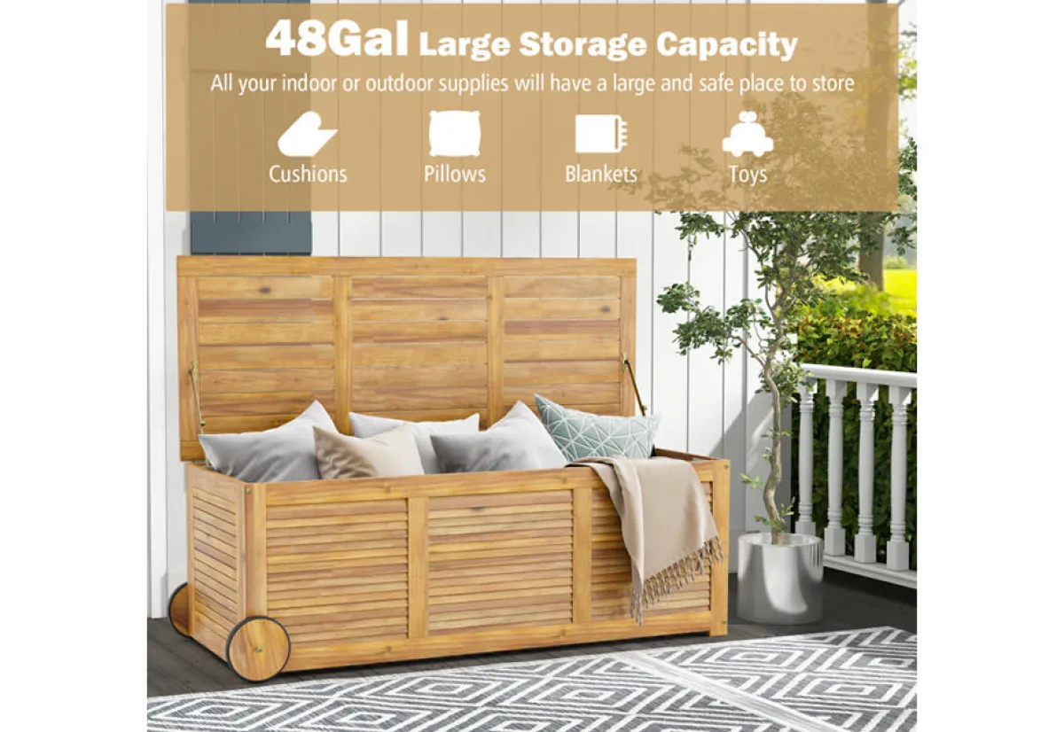 GoPlus (Costway) Rolling Patio Wooden Deck Box