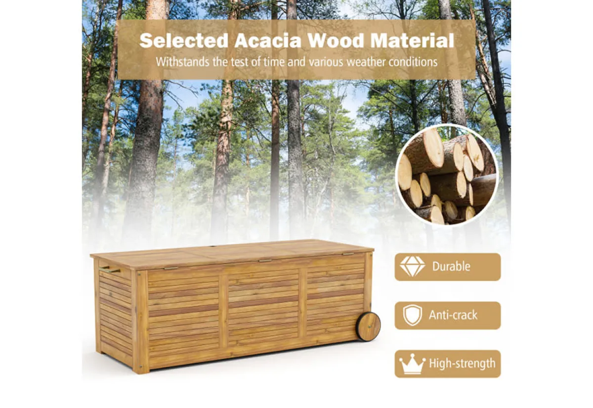 GoPlus (Costway) Rolling Patio Wooden Deck Box