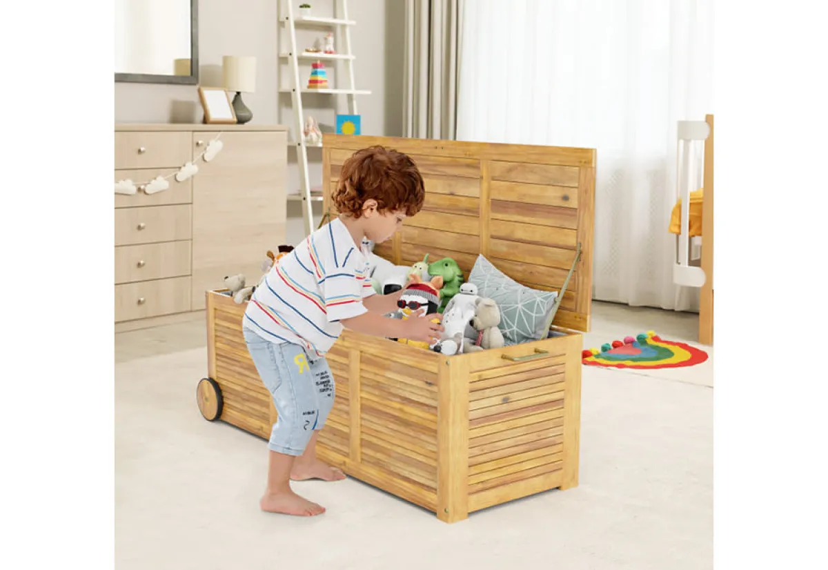 GoPlus (Costway) Rolling Patio Wooden Deck Box
