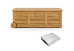GoPlus (Costway) Rolling Patio Wooden Deck Box