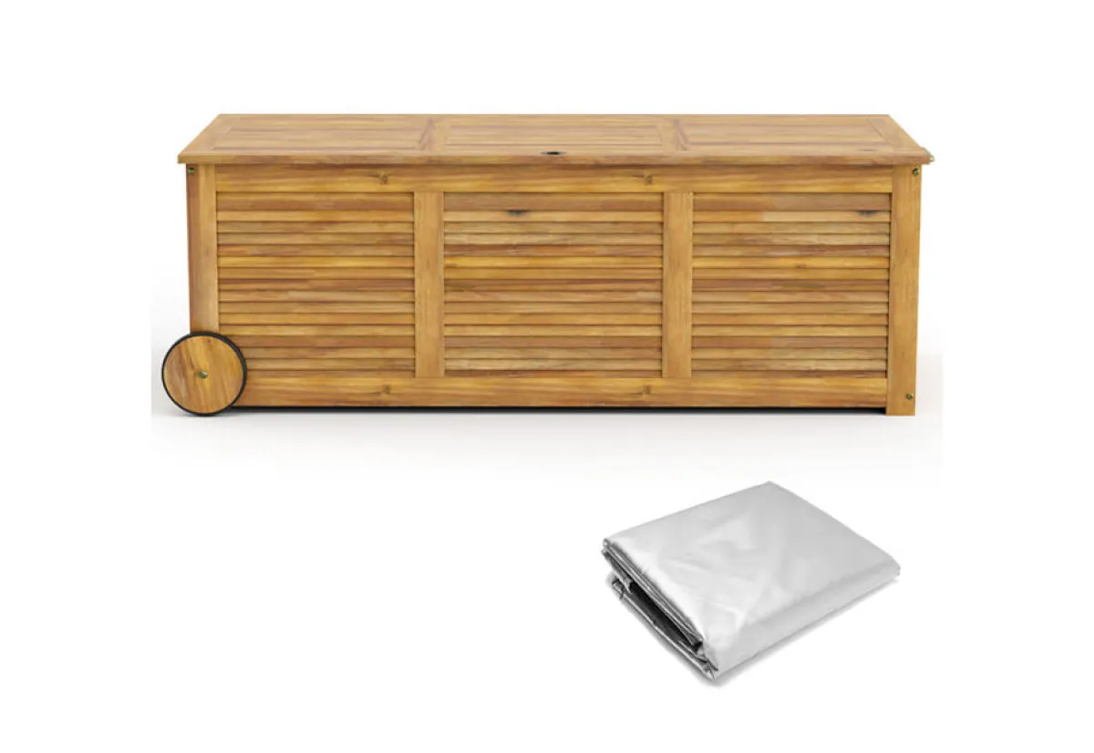 GoPlus (Costway) Rolling Patio Wooden Deck Box