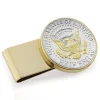 UPM Global LLC Selectively Gold-Layered Presidential Seal JFK Half Dollar Stainless Steel Goldtone Coin Money Clip