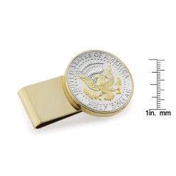 UPM Global LLC Selectively Gold-Layered Presidential Seal JFK Half Dollar Stainless Steel Goldtone Coin Money Clip