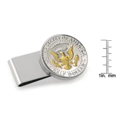 UPM Global LLC Selectively Gold-Layered Presidential Seal JFK Half Dollar Stainless Steel Silvertone Coin Money Clip
