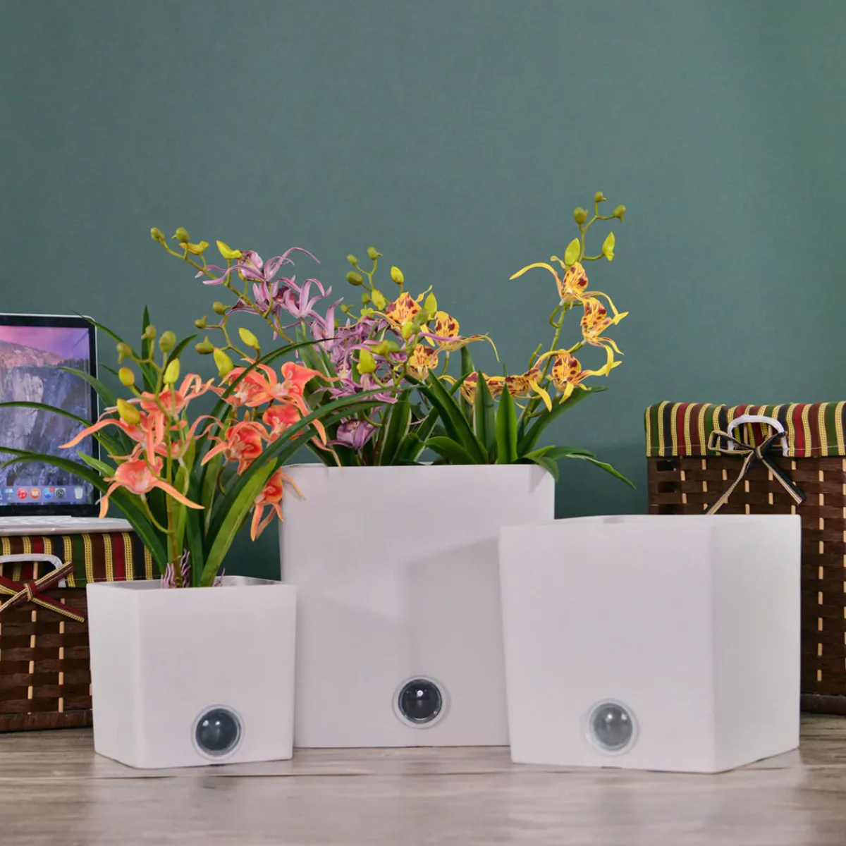 EP DESIGN LAB Self-Watering Square Pot System for Indoor Plants (Set of 3)