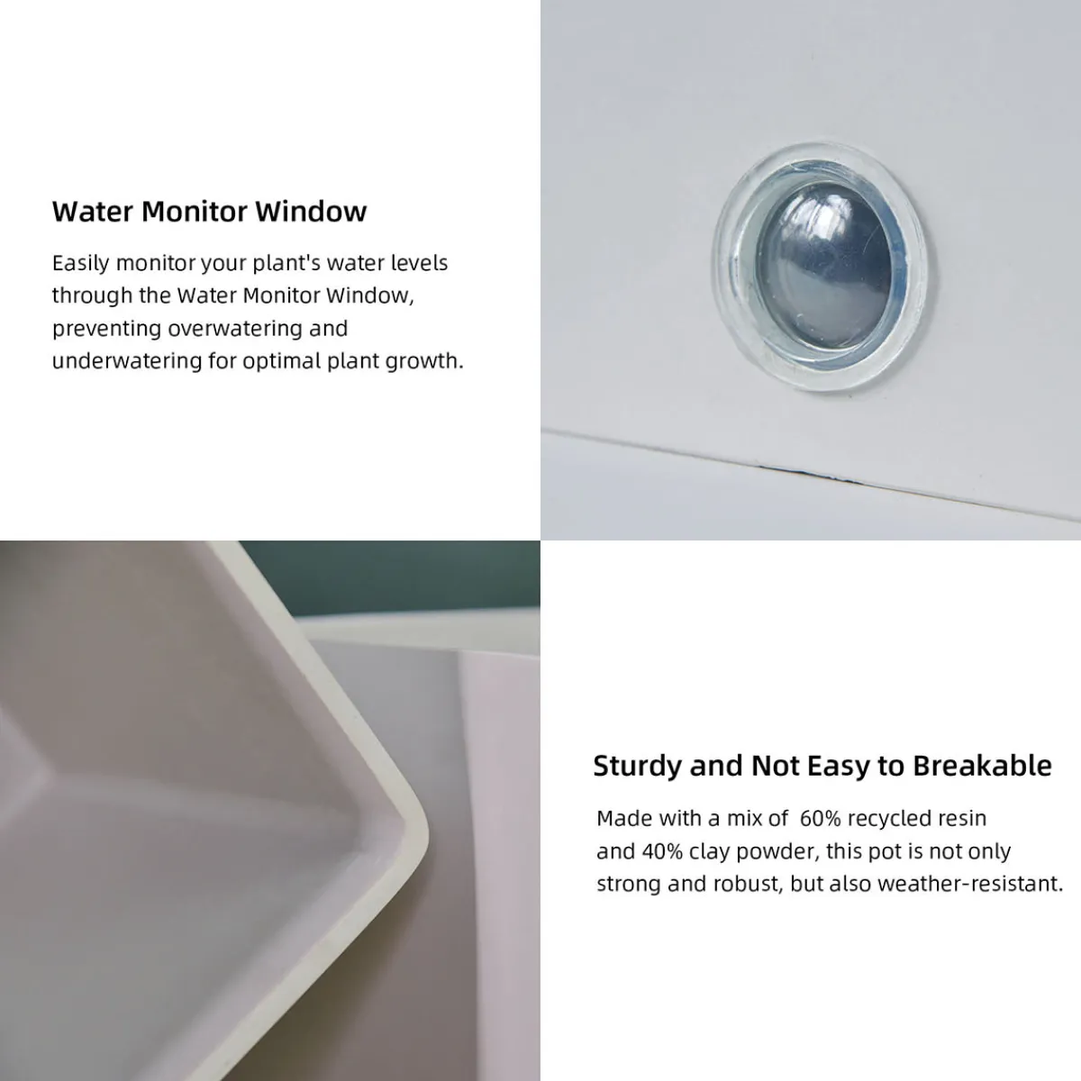 EP DESIGN LAB Self-Watering Square Pot System for Indoor Plants (Set of 3)