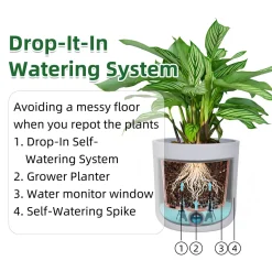 EP DESIGN LAB Self-Watering Tall Cylinder Pot System for Indoor Plants (Set of 3)