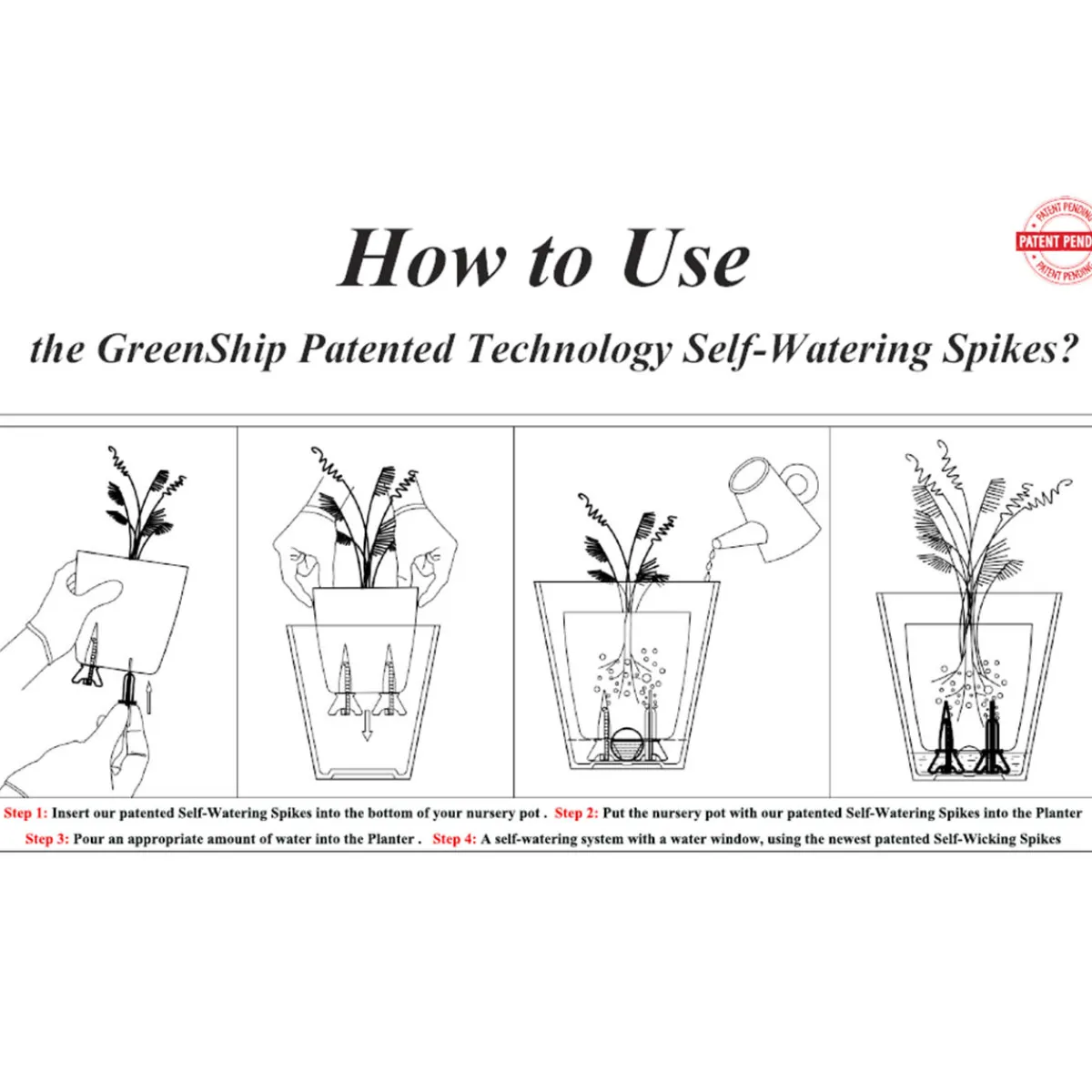 EP DESIGN LAB Self-Watering Tall Square Pot System for Indoor Plants (Set of 3)