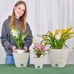 EP DESIGN LAB Self-Watering Tall Square Pot System for Indoor Plants (Set of 3)