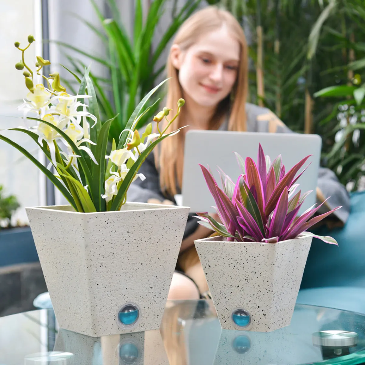 EP DESIGN LAB Self-Watering Tall Square Pot System for Indoor Plants (Set of 3)