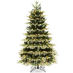 Village Lighting Company Snowy Tipped Pre-Lit Hinged Christmas Tree with Remote Control