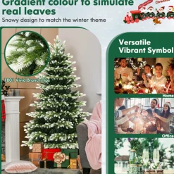 Village Lighting Company Snowy Tipped Pre-Lit Hinged Christmas Tree with Remote Control